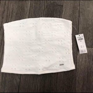 Hollister White Eyelet Crop Tube Top